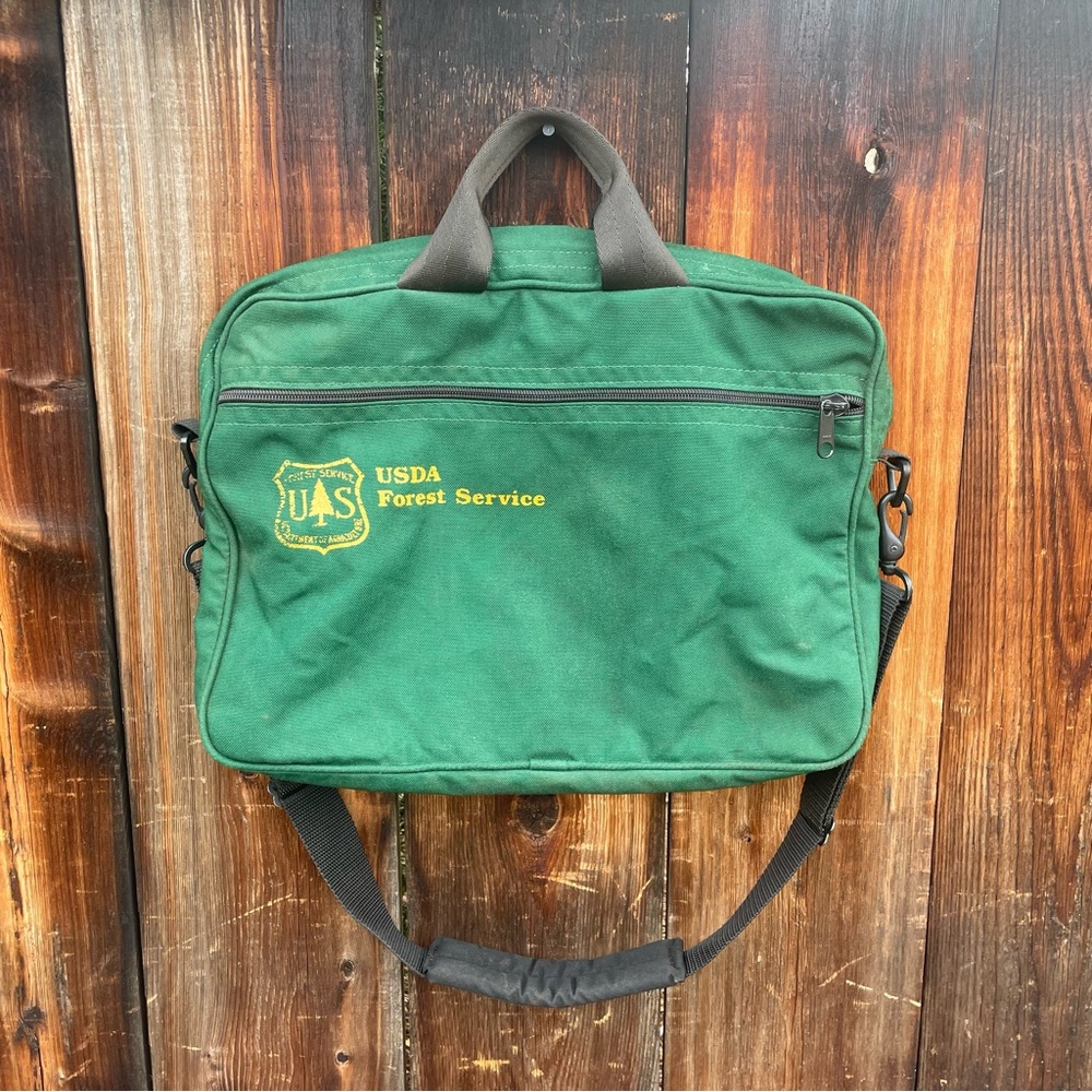 Vtg Forest Service Fire Fighting Duck Green Nylon Briefcase Helena Industries
